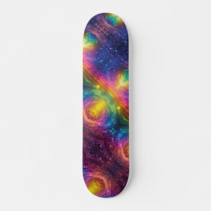 Rainbow Space Nebular Abstract Cosmic Vortex Skateboard