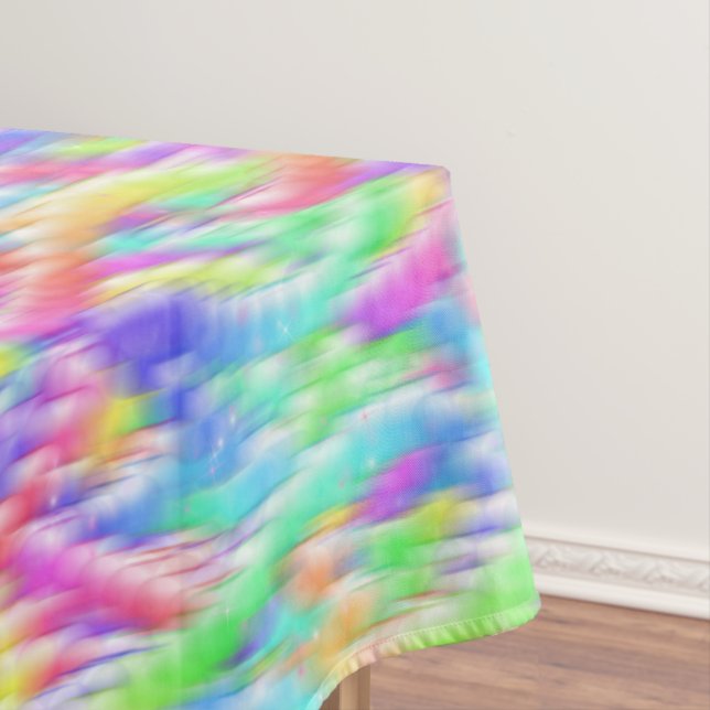 Rainbow sparkle bubbles tablecloth (In Situ)
