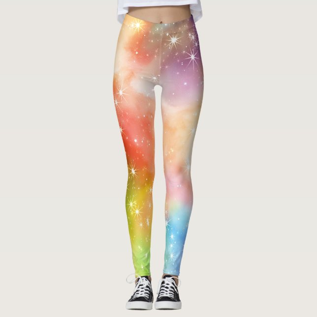 Rainbow Sparkle Galaxy Leggings (Front)