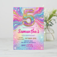 Rainbow Sparkle Glitter 5th Birthday Party