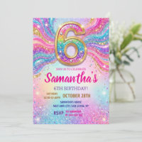 Rainbow Sparkle Glitter 6th Birthday Party