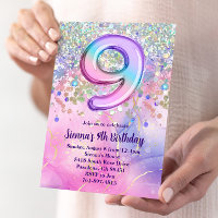 Rainbow Sparkle Glitter 9th Birthday Party