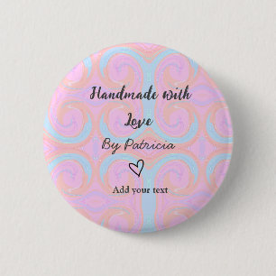 Rainbow sparkle handmade with love add name text 6 cm round badge