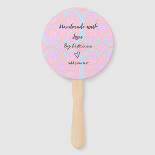 Rainbow sparkle handmade with love add name text hand fan