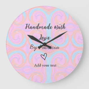 Rainbow sparkle handmade with love add name text large clock