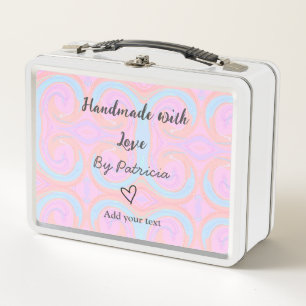 Rainbow sparkle handmade with love add name text metal lunch box