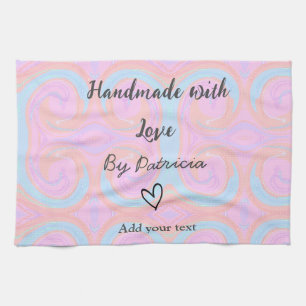 Rainbow sparkle handmade with love add name text tea towel