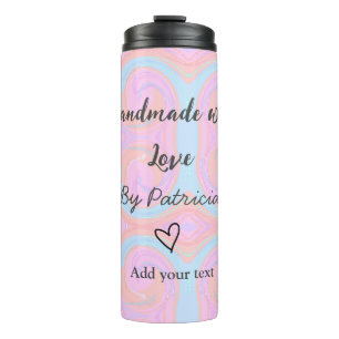 Rainbow sparkle handmade with love add name text thermal tumbler