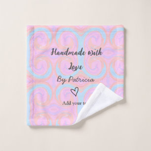 Rainbow sparkle handmade with love add name text wash cloth