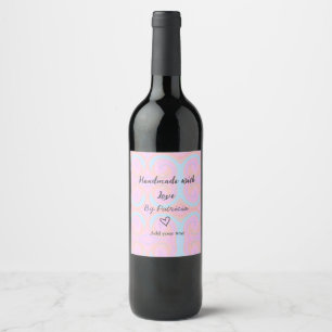 Rainbow sparkle handmade with love add name text wine label