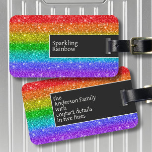 Rainbow sparkles are like fireworks luggage tag