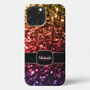 Rainbow sparkles glitter Monogram iPhone 13 Pro Max Case