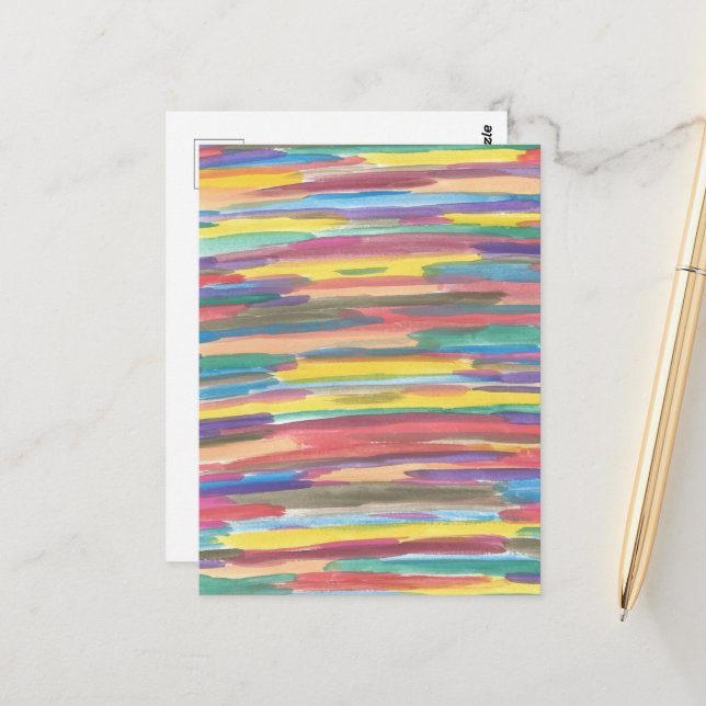Rainbow Spectrum Abstract Art Print Postcard (Front/Back In Situ)