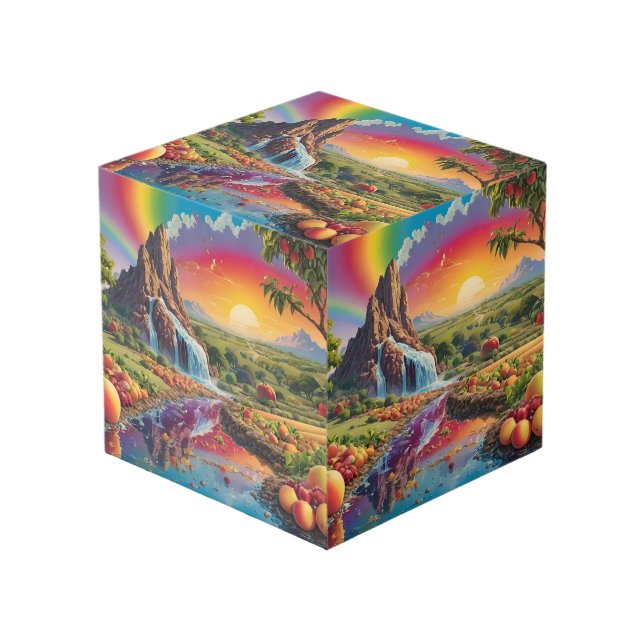 Rainbow Spectrum Fruit Landscape Cube (Front Angled)