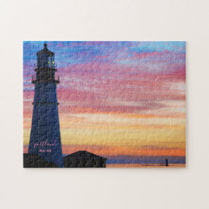 Rainbow Spectrum Sunrise Portland Head Lighthouse Jigsaw Puzzle