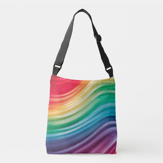 Rainbow Spectrum Waves Crossbody Bag (Front)