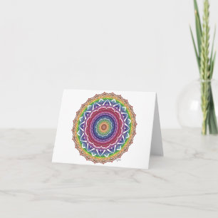 Rainbow Spiral and Geometric Flower Mandala Card