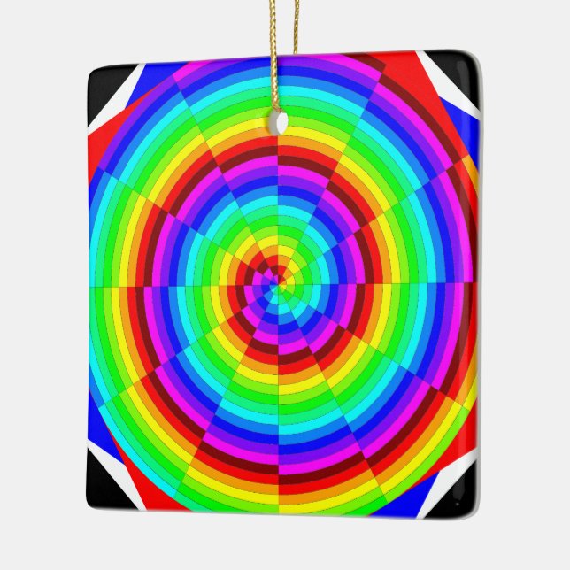 Rainbow Spiral by Kenneth Yoncich Ceramic Ornament (Left)