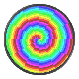 Rainbow Spiral by Kenneth Yoncich Hockey Puck