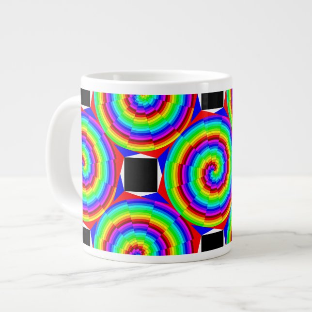 Rainbow Spiral by Kenneth Yoncich Large Coffee Mug (Front Left)