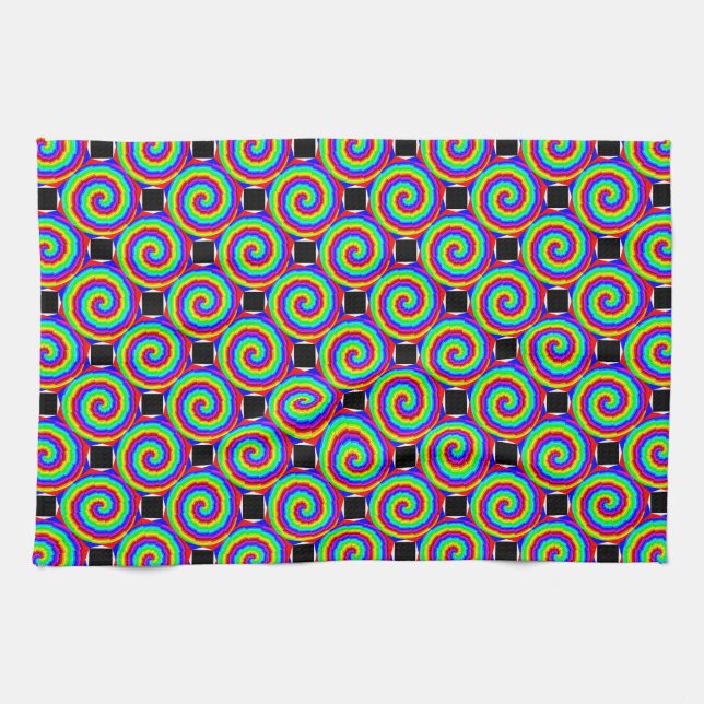 Rainbow Spiral by Kenneth Yoncich Tea Towel (Horizontal)
