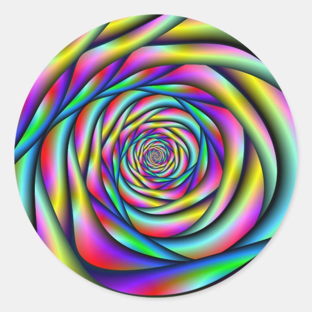 Rainbow Spiral Classic Round Sticker (Front)