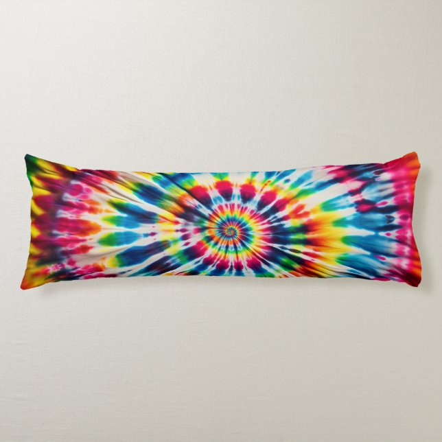Rainbow Spiral - classic tie-dye design Body Cushion (Front)