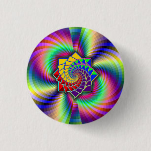 Rainbow Spiral Math Art 3 Cm Round Badge