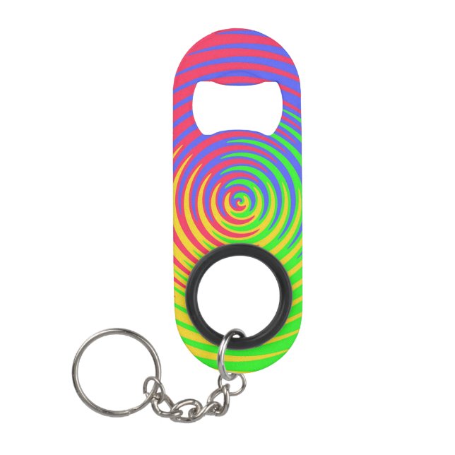 Rainbow Spiral Mini Bottle Opener with Keychain (Front)