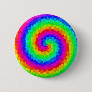 Rainbow Spiral Mosaic Tile 6 Cm Round Badge