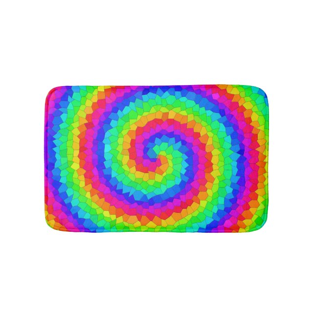 Rainbow Spiral Mosaic Tile Bath Mat (Front)