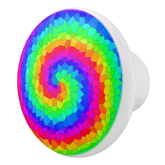 Rainbow Spiral Mosaic Tile Ceramic Knob (Right)
