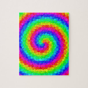Rainbow Spiral Mosaic Tile Jigsaw Puzzle