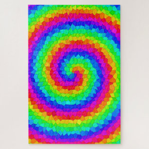 Rainbow Spiral Mosaic Tile Jigsaw Puzzle
