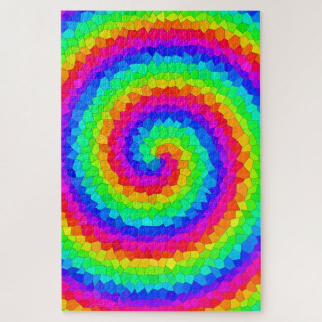 Rainbow Spiral Mosaic Tile Jigsaw Puzzle (Vertical)