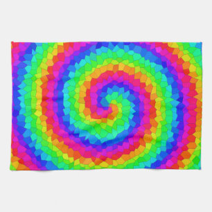 Rainbow Spiral Mosaic Tile Tea Towel