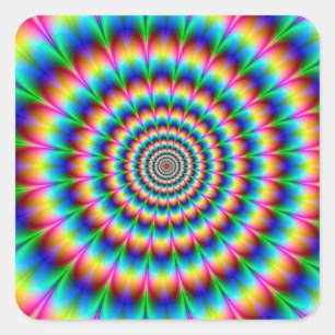Rainbow Spiral Optical Illusion Square Sticker
