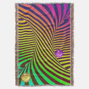 Rainbow Spiral Optical Illusion with Marbles Throw Blanket