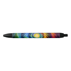 Rainbow Spiral Out Black Ink Pen