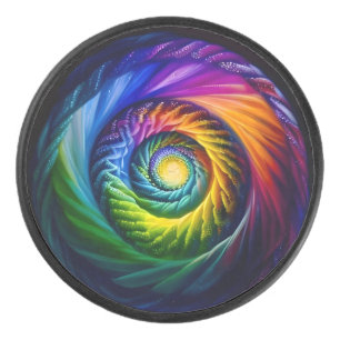 Rainbow Spiral Out Hockey Puck