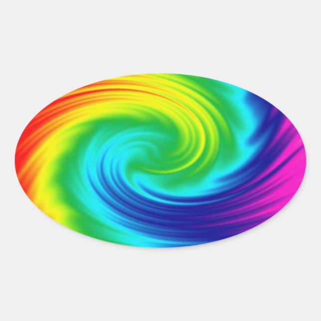 Rainbow spiral oval sticker (Front)