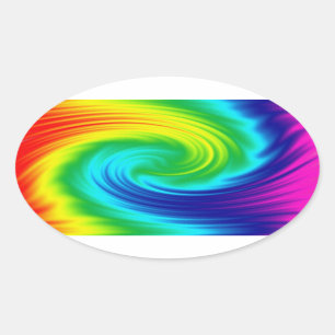 Rainbow spiral oval sticker