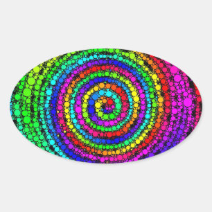 Rainbow Spiral Oval Sticker