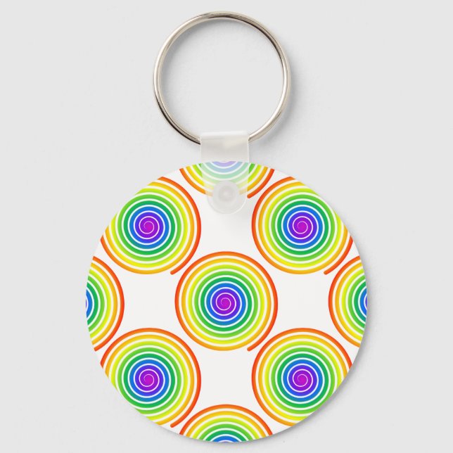 Rainbow Spiral Pattern Key Ring (Front)