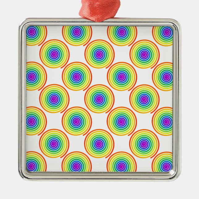 Rainbow Spiral Pattern Metal Tree Decoration (Front)