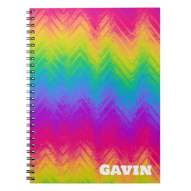 Rainbow Spiral Photo Notebook - Custom Name Design (Front)