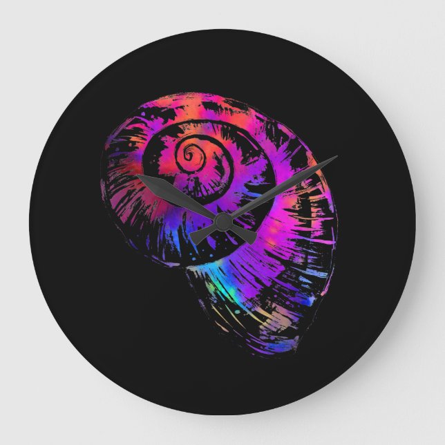 Rainbow Spiral Seashell Large Clock (Front)