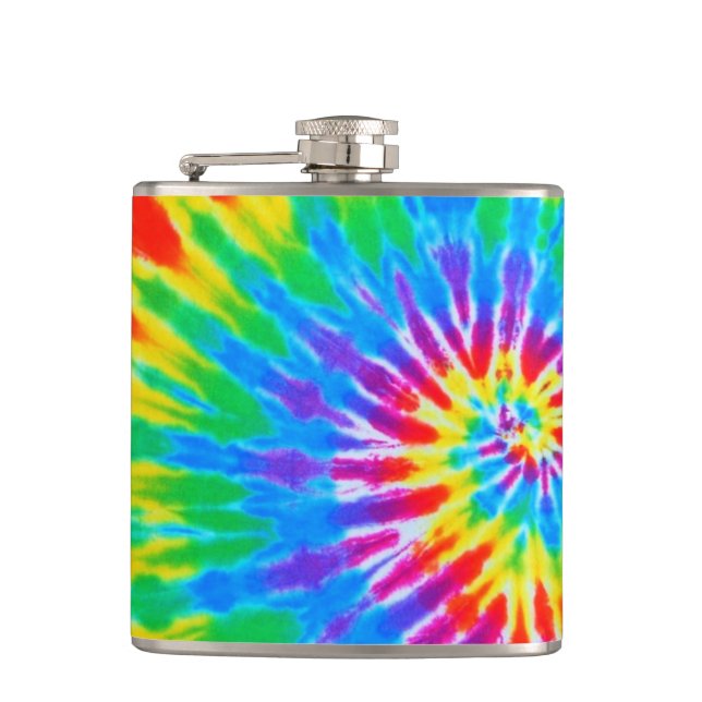 Rainbow Spiral Tie-Dye Flask (Front)