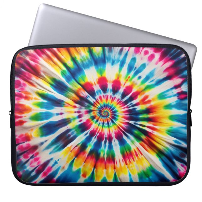 Rainbow Spiral Tie-Dye Laptop Sleeve (Front)