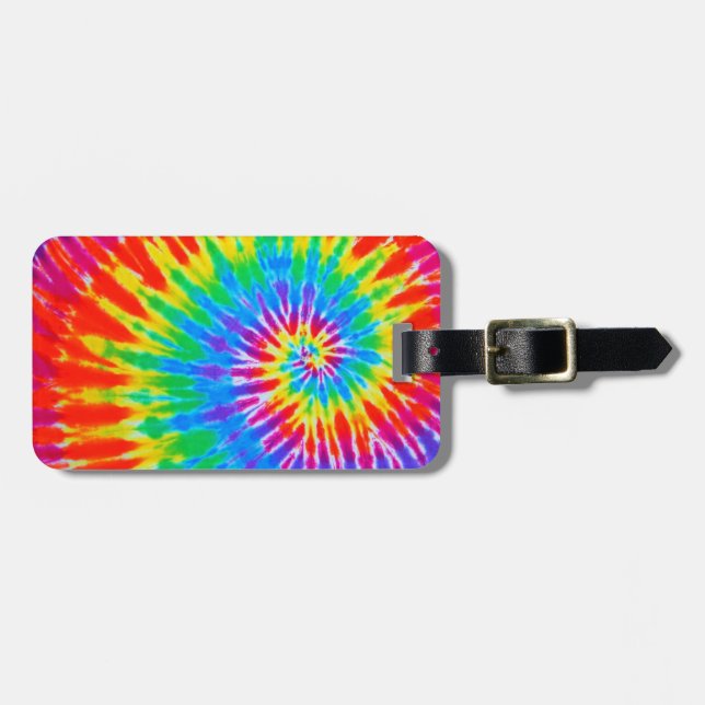 Rainbow Spiral Tie Dye Luggage Tag (Front Horizontal)